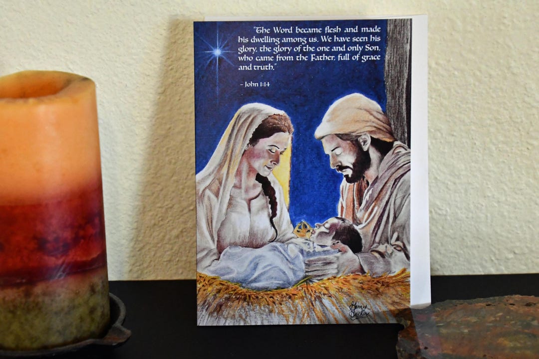 Nativity Scene Scripture Christmas Card, Nativity Scene With Scripture - Etsy