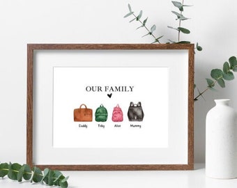 Editable Template, Family bag picture, new home decor, housewarming gift, guft for her, personalised family picture, mother's day gift