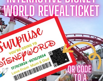 Reveal video disneyworld, Editable ticket template, Interactive Ticket, boarding pass, airline travel ticket, editable boarding pass