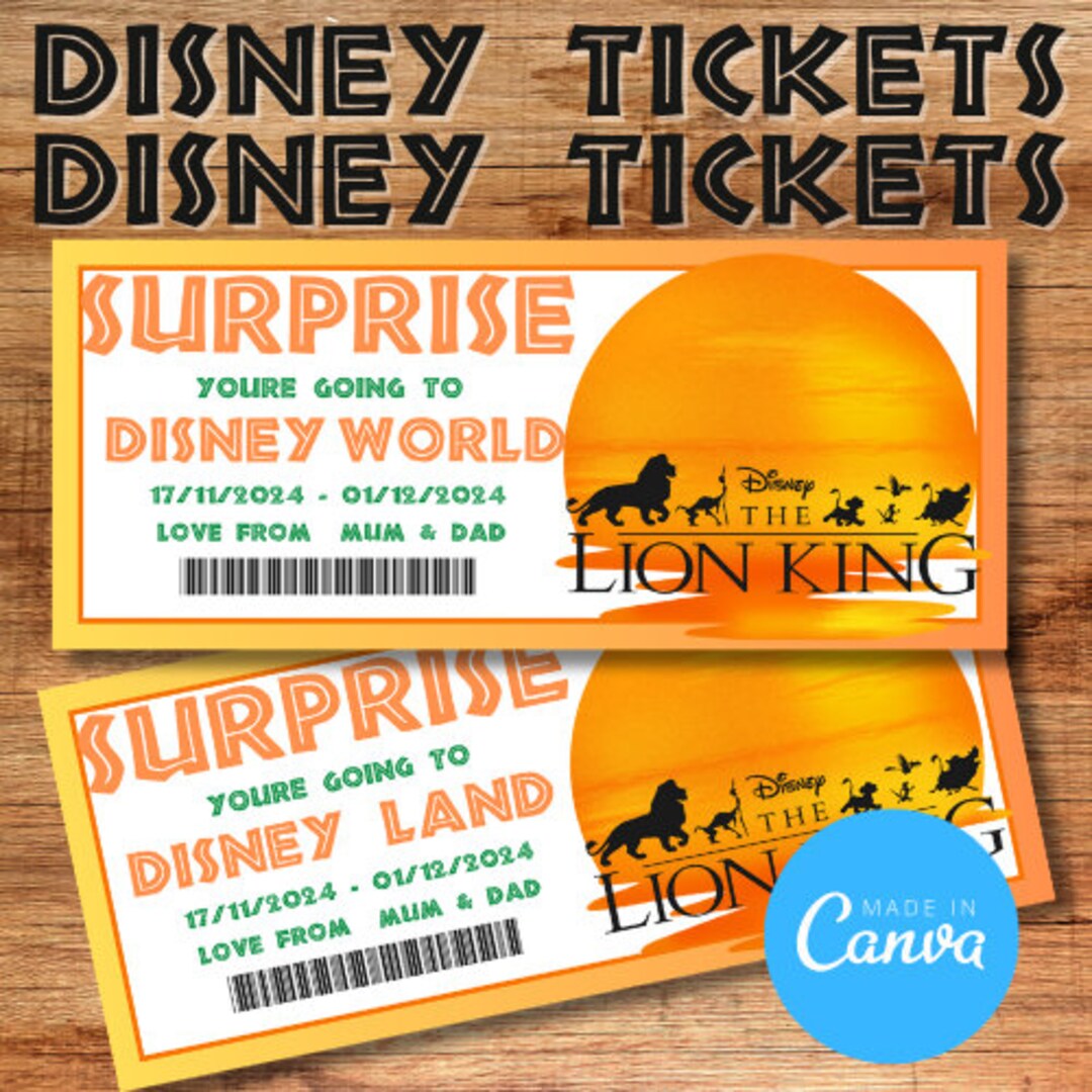 Editable Template Ticket, Printable Airline Ticket. Lion King Svg ...