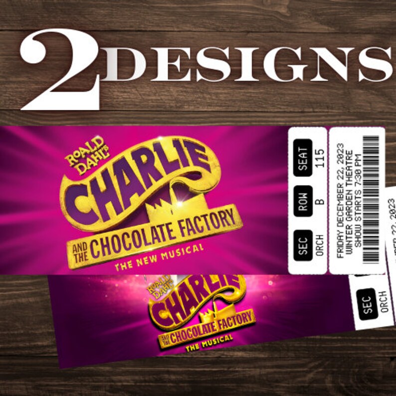 Druckbare Charlie und das Chocolate Factory Theaterticket, sofortiger