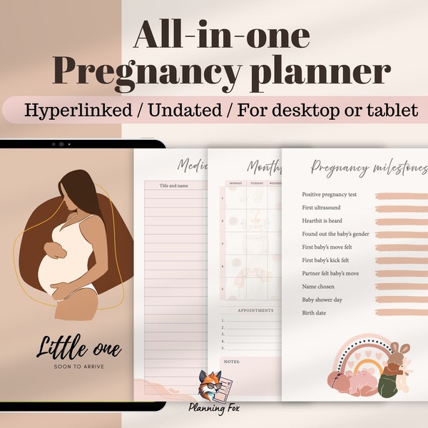 Pregnancy planner digital, pregnancy checklist, pregnancy book, maternity bag, hospital bag list,  expecting mom gift for ipad