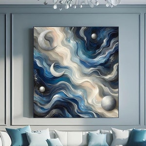 Cancer Zodiac Celestial Art: Abstract Night Sky Aluminum Print
