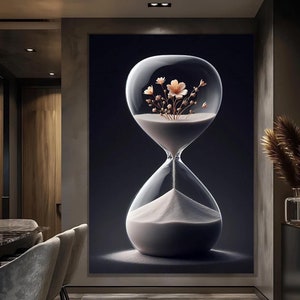 Floral Hourglass Aluminum Print: Minimalist Zen Home Decor