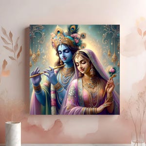 Radha Krishna Metal Print: Hindu God Wall Art, Spiritual Home Decor