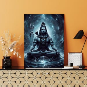 Lord Shiva Meditation Canvas Art: Cosmic Hindu God Print
