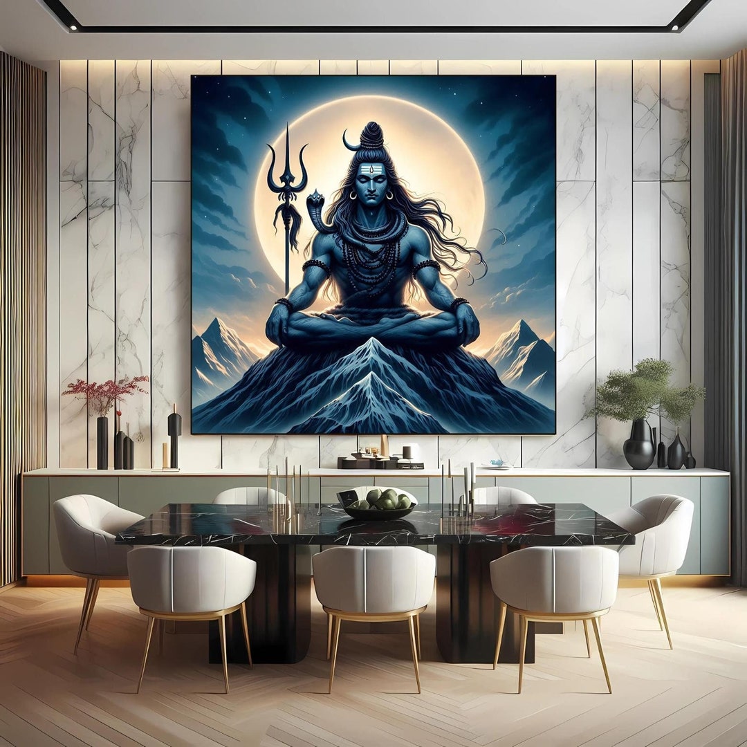 Lord Shiva Meditation Aluminum Print: Himalayan Moonlit Hindu Art - Etsy