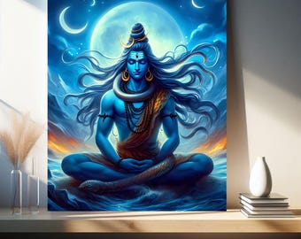 Lord Shiva Aluminium Print: Hindu God Meditation Art, Yoga Decor
