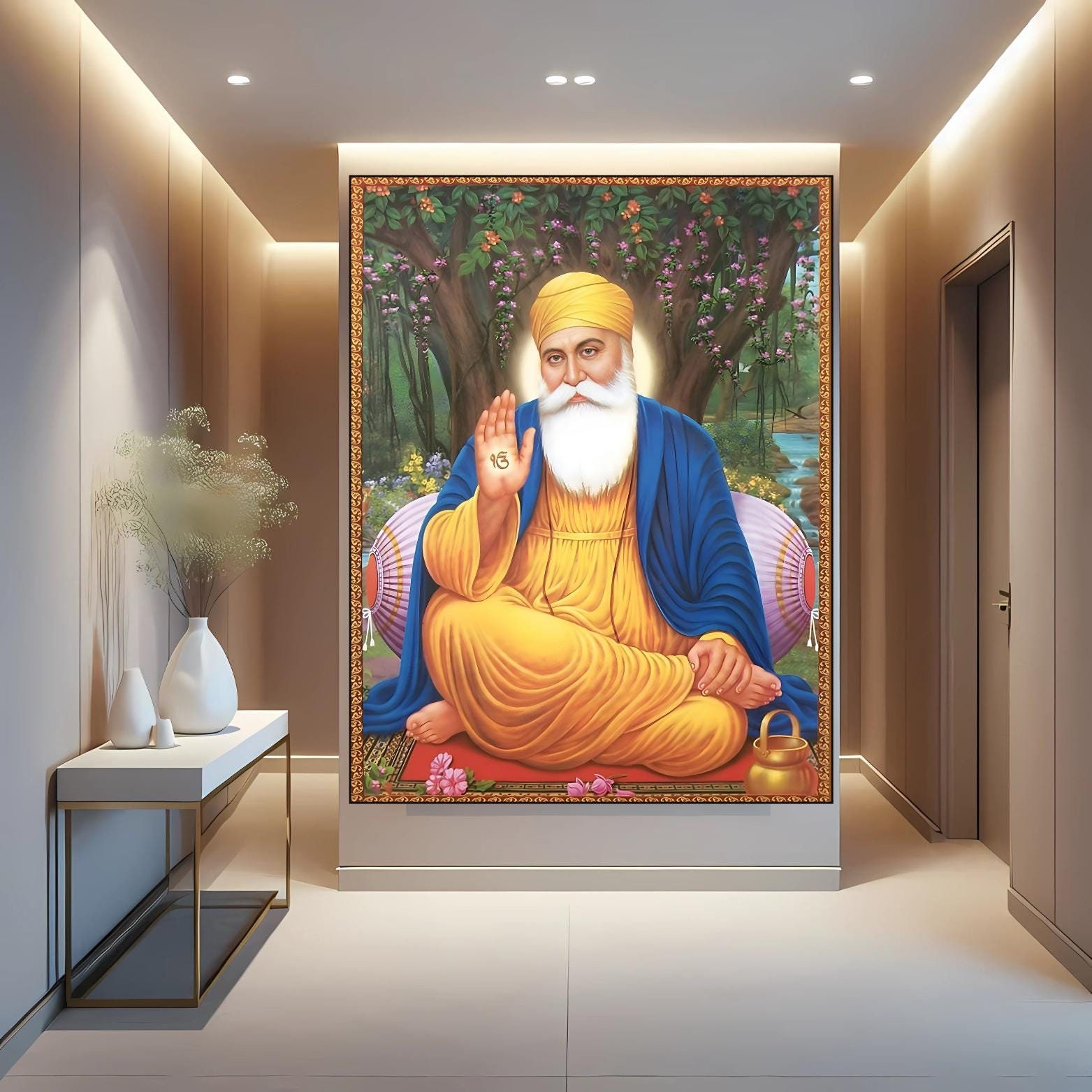 Guru Nanak Dev Ji Metal Print: Sikhism Religious Wall Art