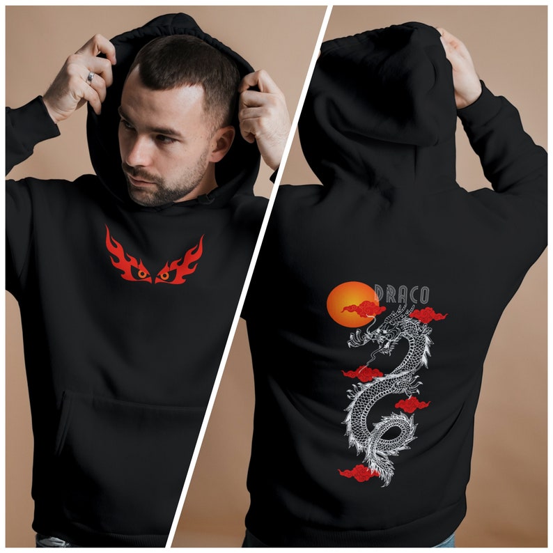 Blue Chinese Dragon Hoodie Dress