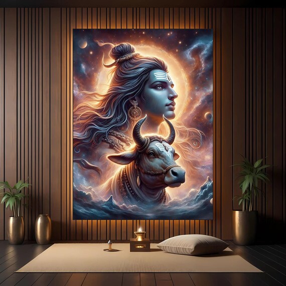 Lord Shiva Nandi Aluminum Metal Print: Hindu God Wall Art