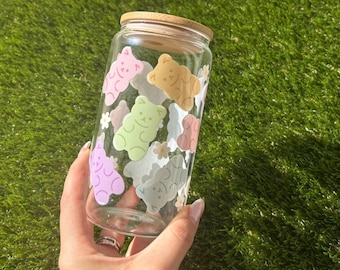Gummy Bear Glass Cup | Aesthetic Kawaii Drinkware, 16oz
