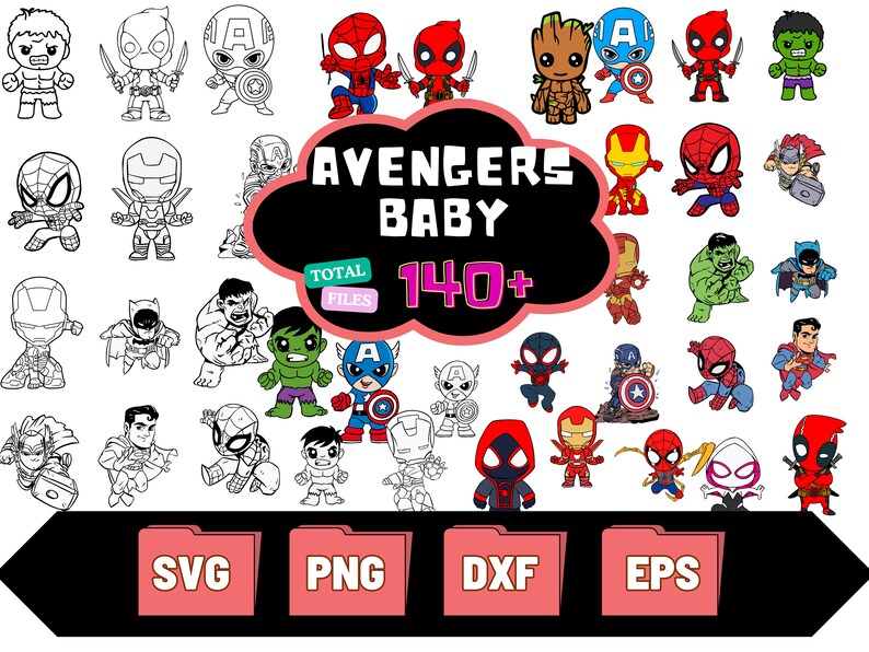 140 Baby Avengers Svg Bundle, Chibi Superhero Svg, Bundle Layered Svg ...