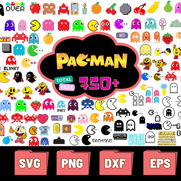 750+ Pac Man SVG | PacMan Svg | SVG File | Digital Download | Digital Stickers | Cricut | Clipart | PNG | Silhouette |Retro Svg