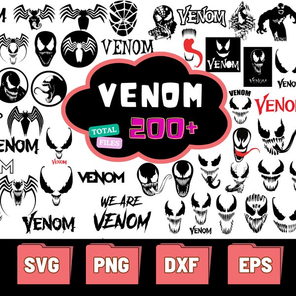 Venom SVG  - Cut File For Cricut - Venom Silhouette - TShirt Design - Horror Venom art- Digital Prints - Png,Svg,Dxf, Eps - superhero svg