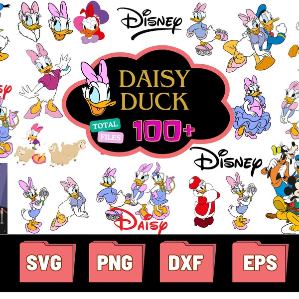 100+ Daisy Duck svg bundlle, Daisy Duck head face clipart png,daisy duck for cricut, daisy duck cut file,daisy duck vector file