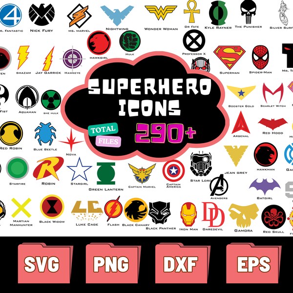 Superhero Svg Superhero Symbol Bundle svg,  Super Hero Logo SVG DXF PNG, MarvelSvg, Clipart and Cricut,Degigns, Super Hero Bundle