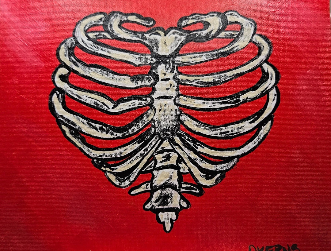 Rib Cage Acrylic Painting Flat Canvas 8x10 Painting Goth Gift Painting ...