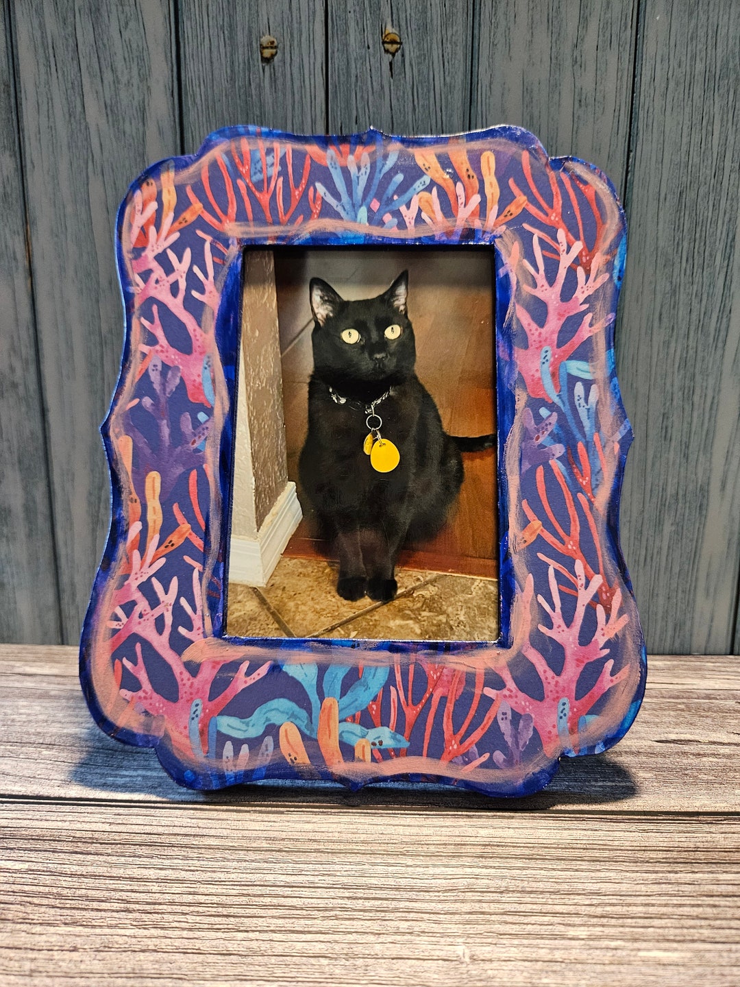Reef Frame Coral Reef Frame, Wood Picture Frame, Decoupage Frame, Acrylic Painted ...
