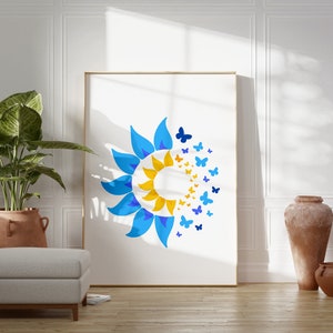 Cartel de girasoles, estampados de mariposas, arte de pared de girasoles, decoración de pared de animales, estampado de girasoles y mariposas, arte digital