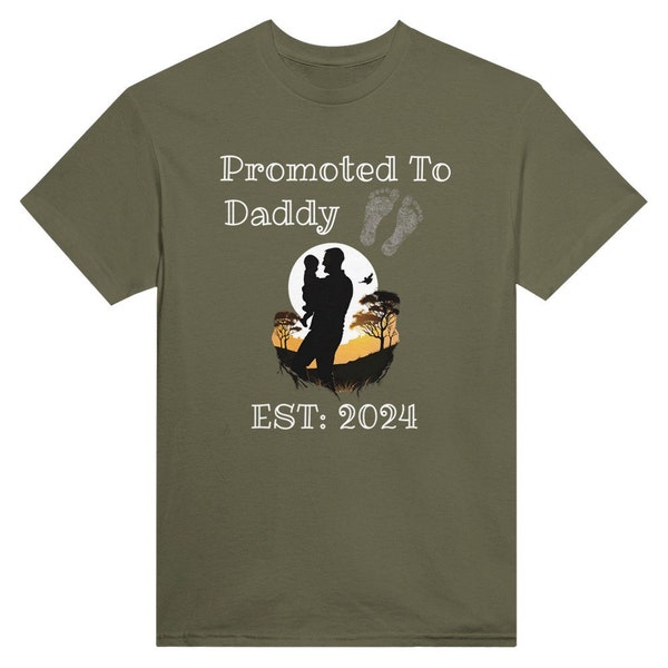 Promoted to Daddy T-Shirt, Multi Color, Custom Year Personalized Shirt, Dad Clothes, Baby Announcement, Father's Day Gift, Unique Family Art