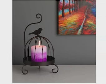 Vintage Black Metal Bird Cage Candle Holder – Rustic Tea Light Lantern