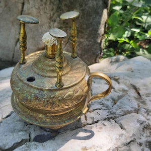 Antique Brass Alcohol Stove with Handle – Vintage Camping Stove, Rustic Home Decor, Collectible Brass ware