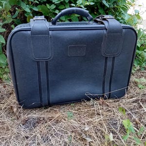 Grijze leren koffer, vintage koffer, cadeau reisliefhebber