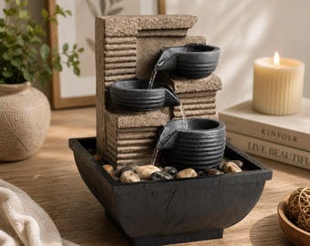Desktop Fountain with LED Light – Relaxing Zen Decor