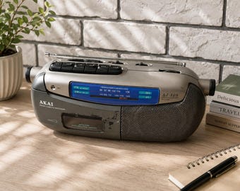 Vintage Tape Recorder with Radio, 1980s AJ-108, Made in Japan