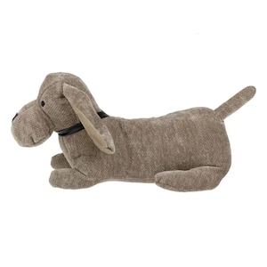 Hondendeurstopper, 3D schattige hondendeurstopper bruin met zwarte band Stoffen deurstopper, decoratieve tochtstopper voor honden, interieur hondenliefhebbers cadeau