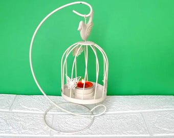 Vintage Bird Cage Tea Light Holder - Rustic Farmhouse Decor