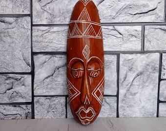 美品　希少　木製　パプアニューギニア　セピック川流域の部族　マスク　飾り 美品 希少 木製 パプアニューギニア セピック川流域の部族