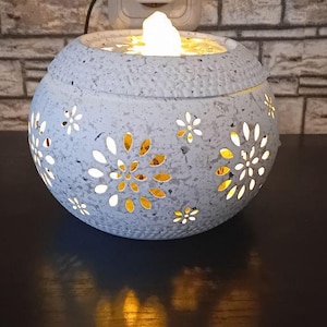 Indoor Fountain  Fountain Indoor LED Water Fountain – Flower Design Desk Fountain for Stress Relief & Feng Shui