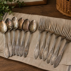 Vintage Silverpläterad Melchior 12-delars elegant set - Gafflar och skedar kollektion