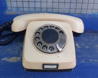 Teléfono de disco antiguo, teléfono retro, decoración vintage para el hogar