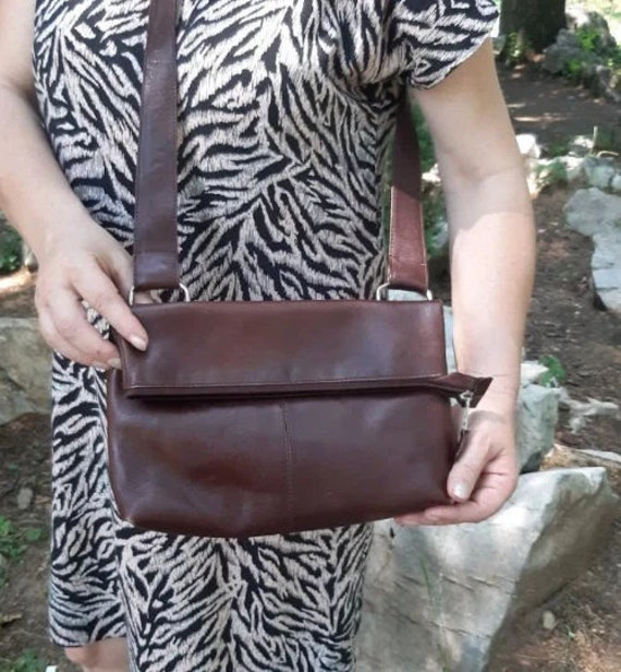 Classic Genuine Leather Shoulder Bag in Brown - S… - image 1