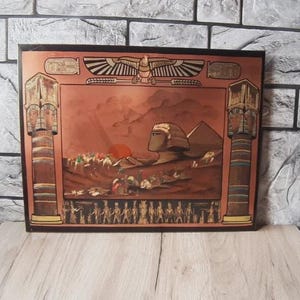 Vintage Egyptian handmade Picture, Brass Wall Picture, Egyptian Art Decor
