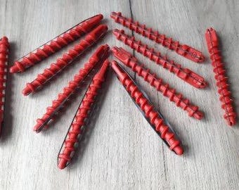 Rulos rojos vintage para el cabello, rizadores de estilo retro - Juego de 10