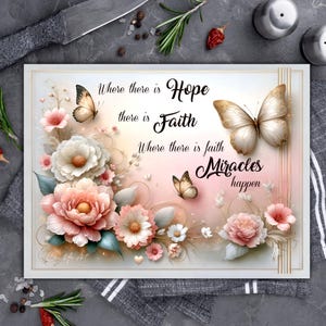 Floral Christian Sublimation Cutting Board Design, Inspirational, Motivational Quotes Chopping Board png