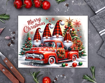 Christmas Gnomes Sublimation Cutting Board Design, Winter Cutting Board PNG, Christmas Tree Chopping Board File Digital Design