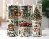 Christmas Tumbler Wrap, Christmas Tree Design, Festive 20oz Skinny Sublimation Design, Winter Tumbler Wrap, Christmas Red Truck png