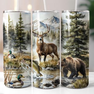 Hunting Tumbler Wrap, Deer png, Bear Hunting Design, Bass Fishing 20oz Skinny, Hunter Design, Duck Tumbler Design, Outdoor, Wildlife png