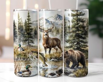 Hunting Tumbler Wrap, Deer png, Bear Hunting Design, Bass Fishing 20oz Skinny, Hunter Design, Duck Tumbler Design, Outdoor, Wildlife png