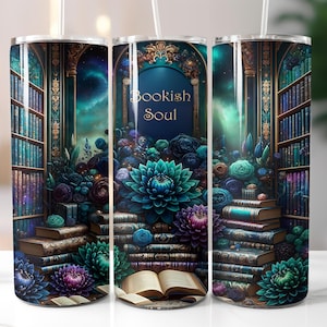 Bookish Tumbler Wrap, Book Lover png, Book Lover Tumbler Wrap, Book Sublimation, 20 oz Skinny Tumbler Wrap For Reader, Bookish Soul Design