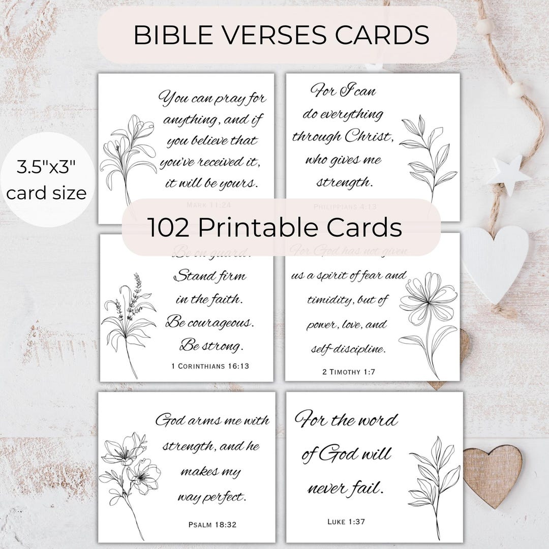 Bible Verse Cards, Printable Inspirational Scripture Cards, Affirmation ...