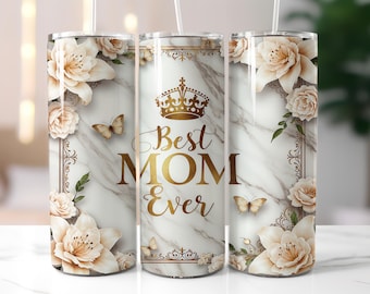 Mama Tumbler Wrap, Best Mom Ever Marble 20 oz Skinny Seamless Sublimation Design png (Digital Download)