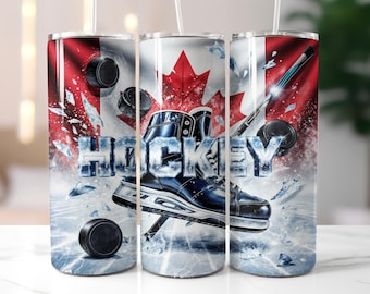 Kanada Hockey Tumbler Wrap, Sport 20 Unze Skinny Sublimation Design Png Digital Download