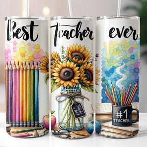 Teacher Tumbler Wrap PNG, Back to School Appreciation Skinny 20oz Sublimation Design, Best Teacher Ever png, School Design