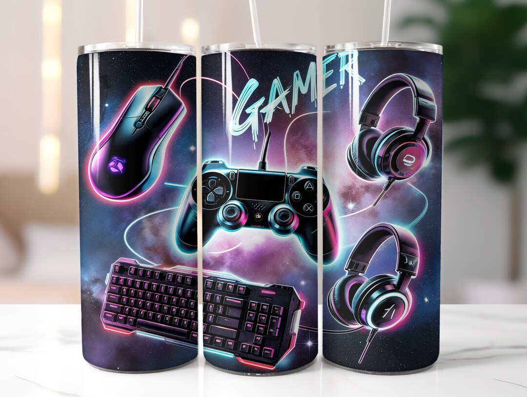 Gamer Tumbler Wrap, Game Controller 20 Oz Skinny Sublimation Design Png ...